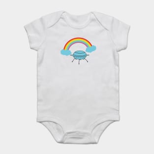 UFO Under Rainbow And Clouds Baby Bodysuit